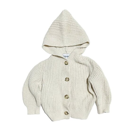 Old Navy Toddler Unisex Knit Hooded Cardigan Oatmeal - Picture 1 of 3
